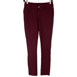 5/$25 Burgundy Faux Leather Detail Pointe Skinny Pant